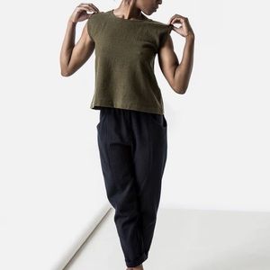 Elizabeth Suzann Clyde Work Pant in Cotton Canvas - Black - 4 Short